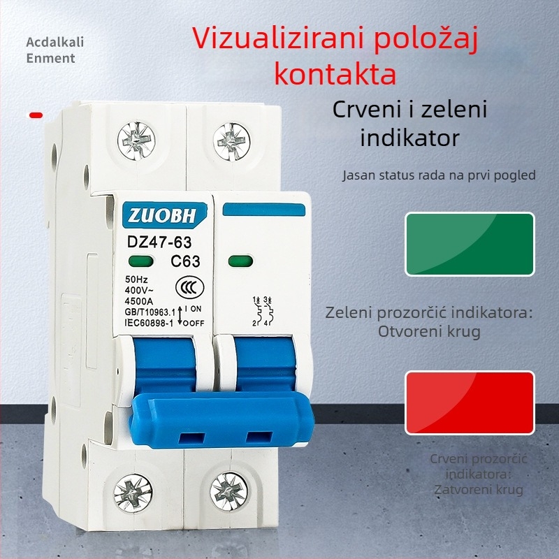 DZ47-63/1P Mikroautomatni prekidač za kućnu uporabu, C45, 10A, 16A, 25A, 32A, 63A