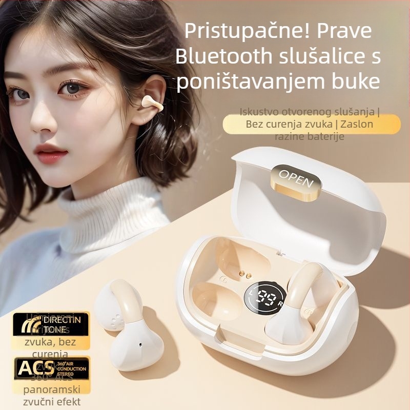 Bluetooth slušalice s klipsom za uho i digitalnim zaslonom, Bluetooth 5.3, IPX6 vodootpornost, sportski stil, bežične stereo slušalice s klipsom, privatni model, trajanje baterije 4-8 sati