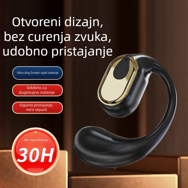 OWS Bluetooth slušalica za uho, bežična, velika baterija, jednostrani otvoreni dizajn, udobna za dugotrajno nošenje, tip s klipsom za uho