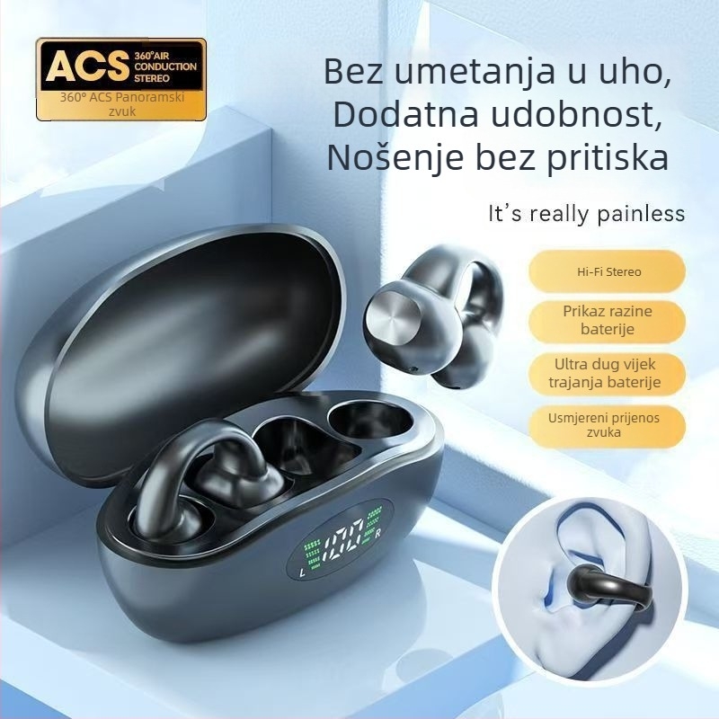 J01J03 Bluetooth slušalice s klipom za uho, otvorene TWS, pravi bežični stereo zvuk, Bluetooth 5.4, trajanje baterije 4-8 h, sportski stil