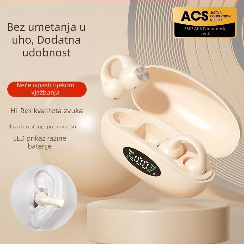 J01J03 Bluetooth slušalice s klipom za uho, otvorene TWS, pravi bežični stereo zvuk, Bluetooth 5.4, trajanje baterije 4-8 h, sportski stil