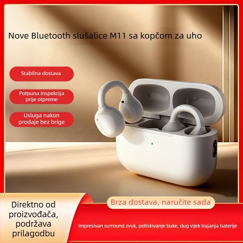 M11 slušalice s klipom za uho, kostna kondukcija, bežične Bluetooth slušalice, dizajn zraka, Bluetooth 5.3, trajanje baterije 4–8 sati
