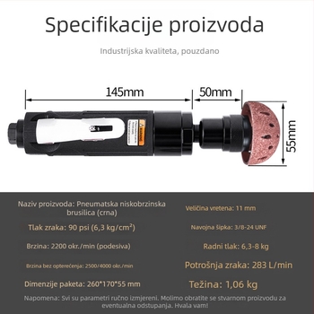 Pneumatska niskostruk brusilica s posudom od legure za popravak automobilskih guma
