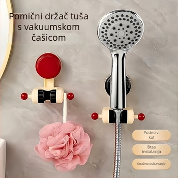 Držač za tuš s usisnom čašom, prilagodljiv, bez bušenja