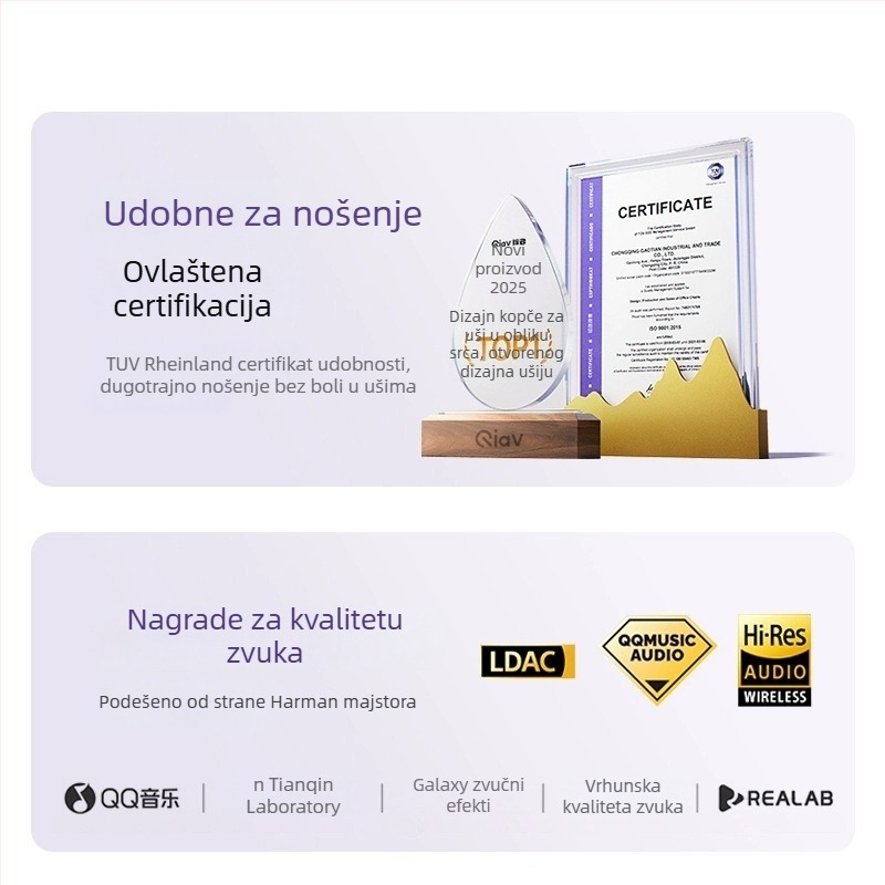 Bluetooth bežične slušalice s klipsom za uho, otvoreni dizajn sa zvukom kroz zrak, za sport i trčanje, unisex