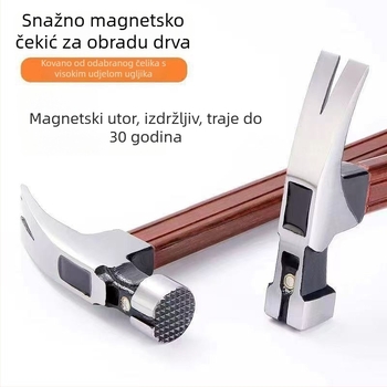Čekić s vlaknastom drškom i magnetskom glavom, električarski i stolarski čekić, industrijske klase alat za vađenje čavli