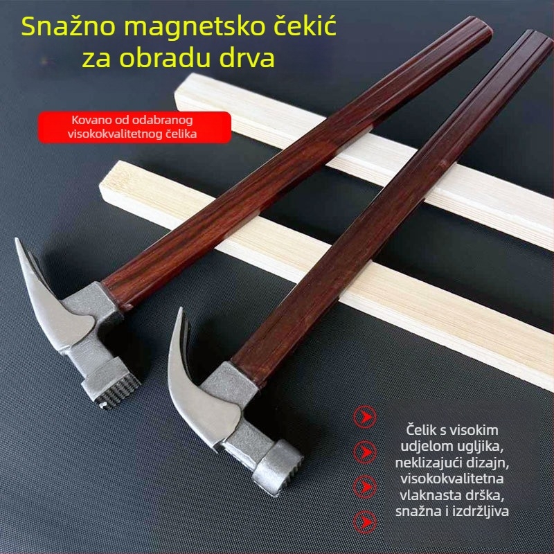 Čekić s vlaknastom drškom i magnetskom glavom, električarski i stolarski čekić, industrijske klase alat za vađenje čavli