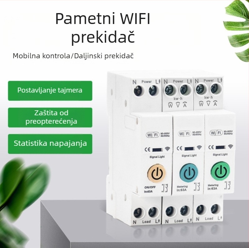 63A WiFi prekidač s daljinskim glasovnim upravljanjem, vremenskim programiranjem i statistikom potrošnje energije