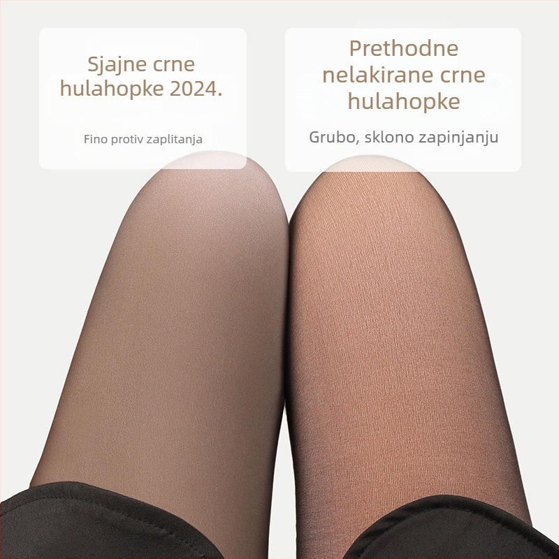Malog rasta 140 cm, crne sjajne hulahopke s flis podstavom, debele od najlona s oblikovnim učinkom