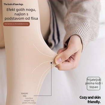 Ženske debeli flis tajice za jesen-zimu, izgled nylona, tople, s punim stopalom