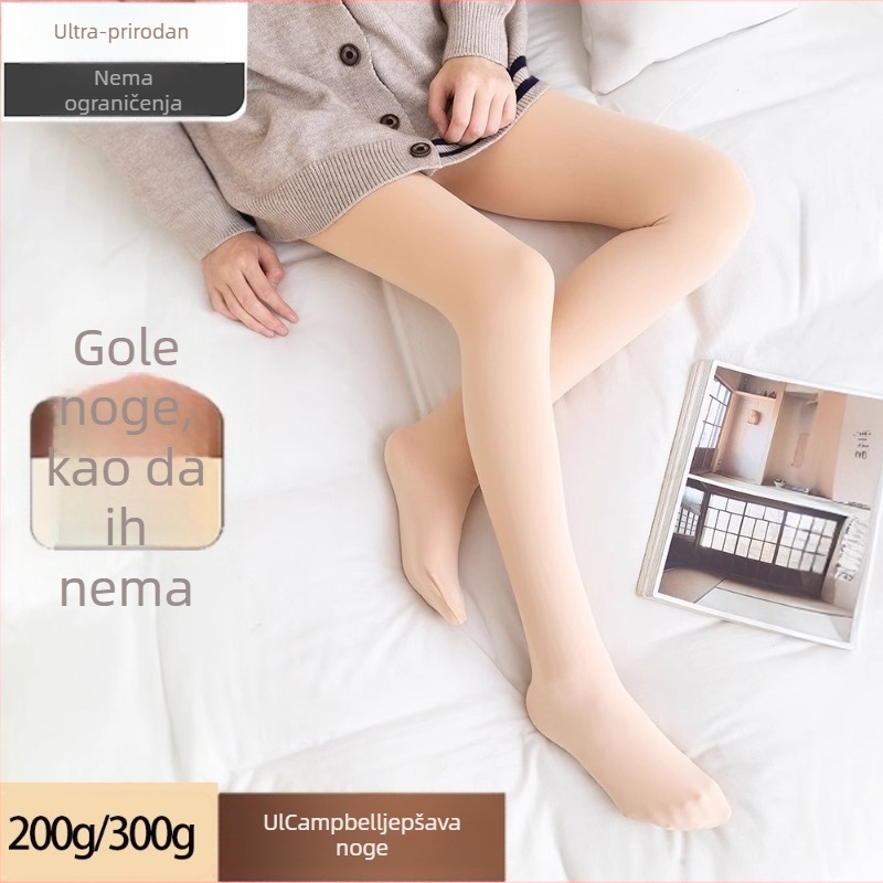 Ženske debeli flis tajice za jesen-zimu, izgled nylona, tople, s punim stopalom