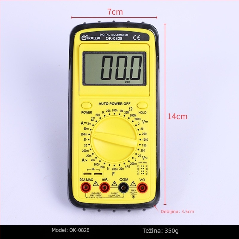 Oak automatski raspon digitalni multimetar visoke preciznosti, LCD zaslon, zaštita od opeklina, višenamjenski mjerni instrument