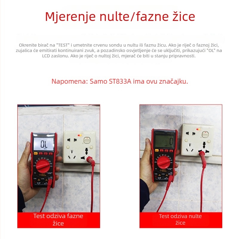 Hima ST833A Automatski digitalni multimetar – visoka preciznost, kompaktan i prenosan za električare i kućnu upotrebu