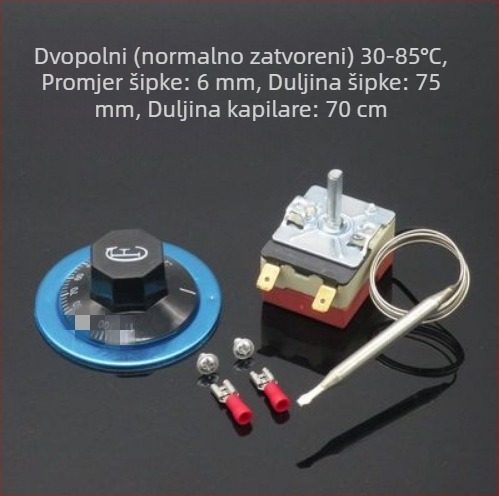 Prilagodljivi termostat za regulaciju temperature za vodni bojler, pećnicu i fritu, s gumbom