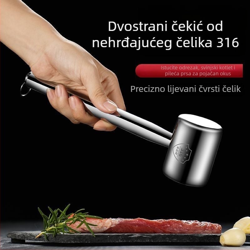 Čekić za meso od nehrđajućeg čelika 316 za steak, dvostrani kuhinjski čekić s debelim dizajnom