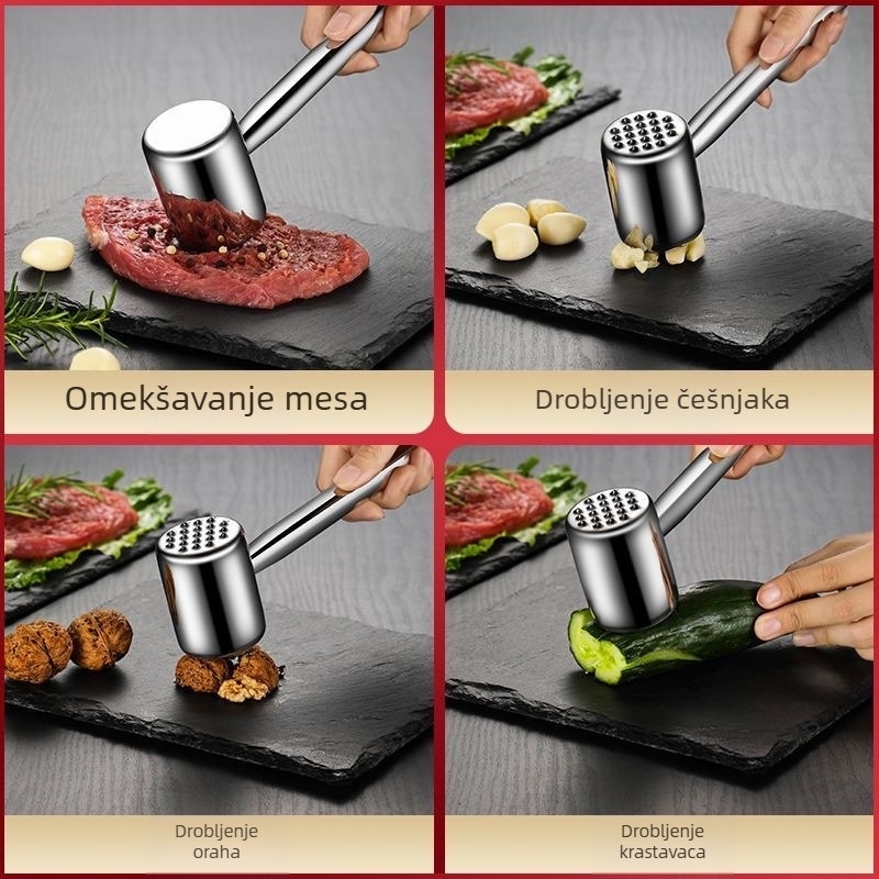Čekić za meso od nehrđajućeg čelika 316 za steak, dvostrani kuhinjski čekić s debelim dizajnom