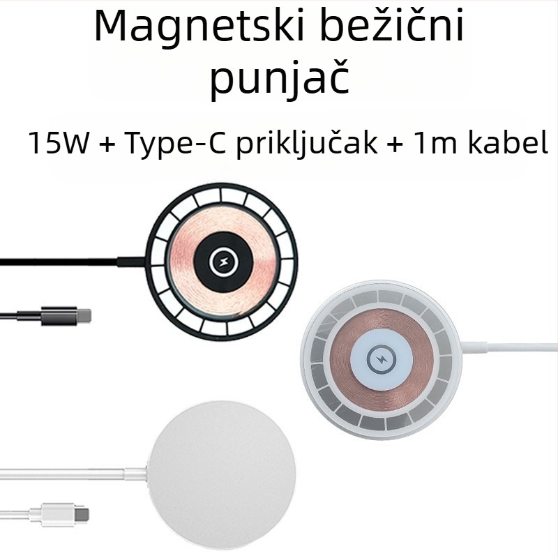 Magnetski bežični punjač MagSafe za iPhone, proziran, brzo punjenje