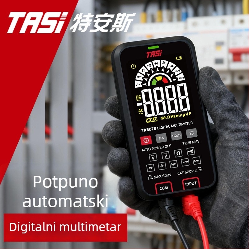 Tas Digitalni multimetar 807A za kućnu upotrebu – mjerenje AC/DC napona, otpora, kontinuiteta, NCV detekcija