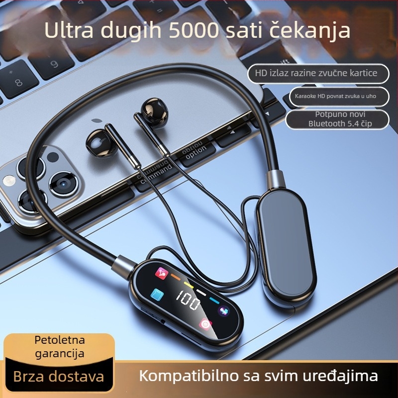 2025 novi model digitalne redukcije buke s vrpcom za vrat Bluetooth slušalice, istinski bežične, potpuno prilagođene uhu, sportske, udobne za dulje nošenje