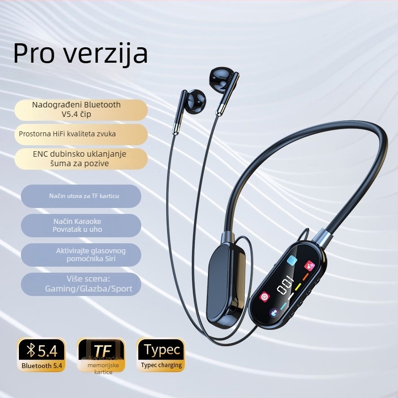 2025 novi model digitalne redukcije buke s vrpcom za vrat Bluetooth slušalice, istinski bežične, potpuno prilagođene uhu, sportske, udobne za dulje nošenje