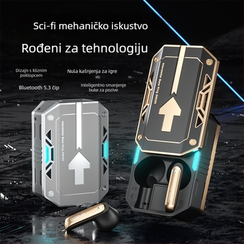 GM200 Bluetooth bežične ušnje slušalice s redukcijom šuma, Mecha stil, za igranje i sport, velika baterija, duga autonomija, prilagođeni dizajn