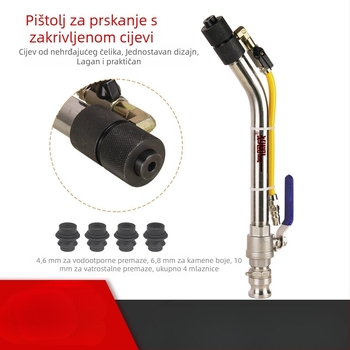 Set pištolja za prskanje s uvijenim cijevima za kamen teksture boju, špachtu i vodonepropusne premaze, dodatak za mlaznicu
