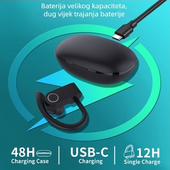 JHO A9S bežična Bluetooth slušalica s digitalnim zaslonom, kuka za uho, in-ear, potlačivanje buke, IPX4, trajanje baterije više od 8 sati