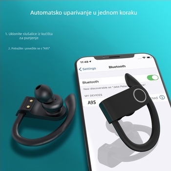 JHO A9S bežična Bluetooth slušalica s digitalnim zaslonom, kuka za uho, in-ear, potlačivanje buke, IPX4, trajanje baterije više od 8 sati