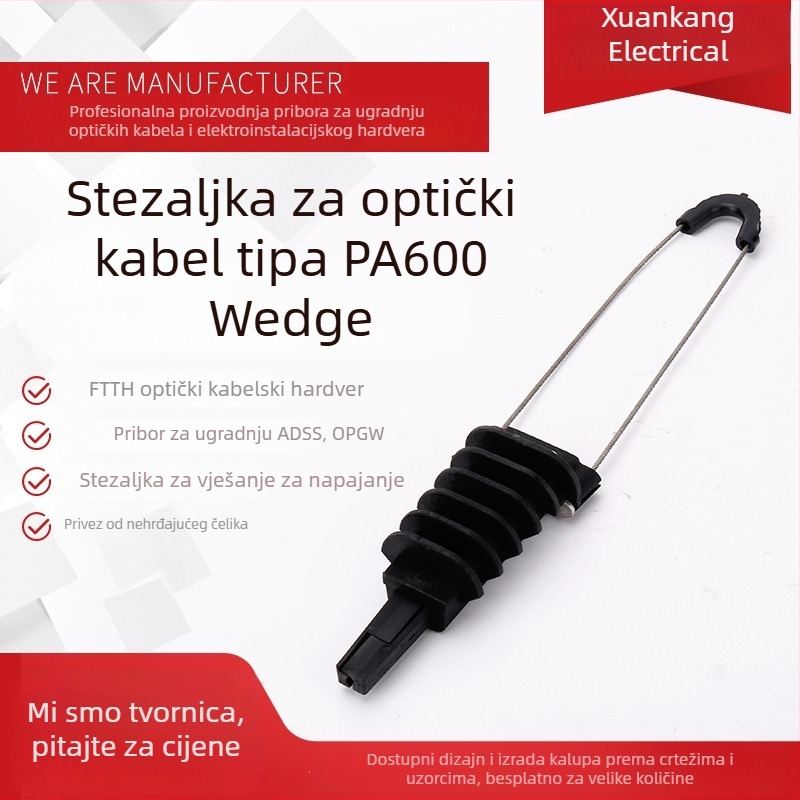 PA600 klips za optički kabel, nadzemni sidreni klip, plastični napetni klip za kabel