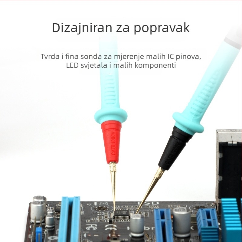 Nerđajući čelik, zamjenjiva glava sonde za multimetar, silikon izoliran, ultra-tankim vrhom, 20A, alat za popravak mobilnih telefona i multimetra