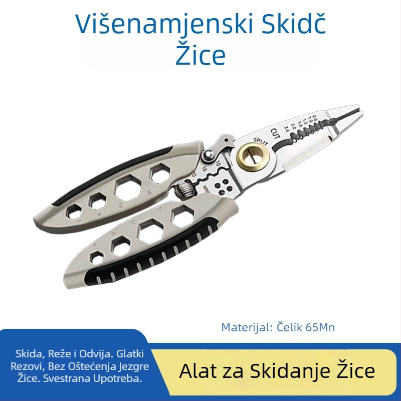 Klešta za skidanje izolacije žica za električare, nehrđajući čelik, 16 u 1