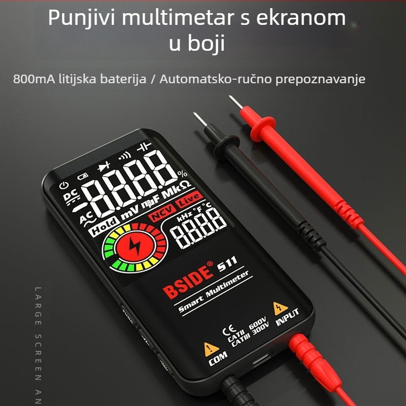 BSIDE S11 Digitalni multimetar s velikim zaslonom, automatskim rasponom, visokom preciznošću za električno održavanje, izuzetno tanak