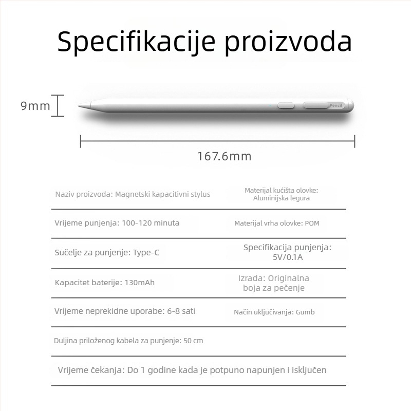 Rammer Apple iPad kapacitivna olovka s magnetskim držačem – stylus za dodirne ekrane