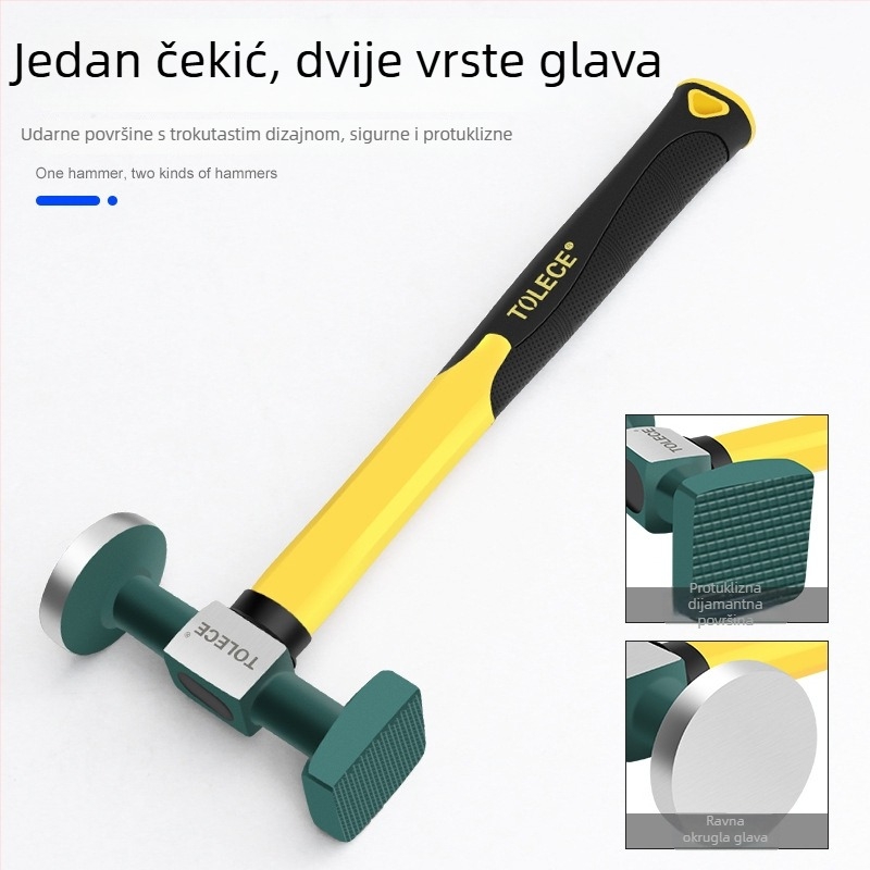 Kladivo za lim karoserije automobila, četverouglata glava, visokougljična čeli, ručka od vlaknastog materijala, otporno na udare i eksplozije.