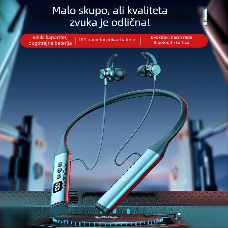 Nove bežične Bluetooth sportske slušalice s neckband dizajnom, s digitalnim zaslonom i dugim trajanjem baterije