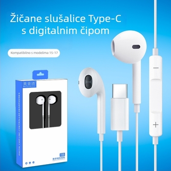 Type-C žične slušalice s inline kontrolom, za uši i polu-uši, digitalno sučelje za pozive