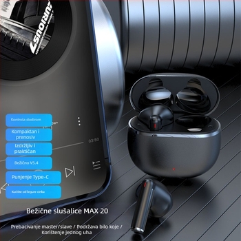 MAX20 Bluetooth True Wireless bežične slušalice od cinkove legure, mini, polu-ušni dizajn, visokokvalitetan zvuk, redukcija buke, za trčanje