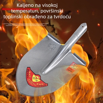 Lopata za vrtlarstvo od matnog čelika s kvadratnom glavom i debelim zupastim oštricom za kopanje i punjenje tla