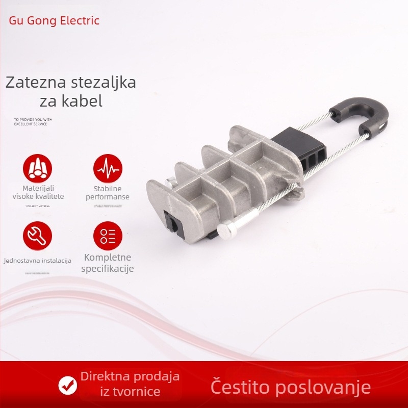 Kabelska stezna spona za napetost, klinoidnog oblika od aluminijske legure, oprema za prijenos i distribuciju električne energije
