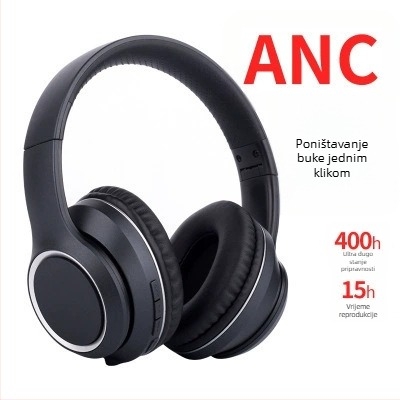 Bluetooth slušalice s ANC, aktivnim poništavanjem buke, dugotrajna baterija, IPX5 vodootpornost, visokokvalitetan zvuk, mikrofon za računalo