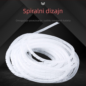 PE spiralna plastična cijev za kabelske snopove, navijajući cijev, promjer 4–30 mm, crno-bijeli izolacijski omotač