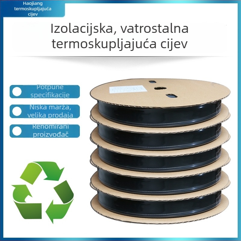 Crna cijev za toplinsko skupljanje s vatrootpornom izolacijom za električare, promjeri 8/16/20/30 mm, debeli zidovi, zaštita vodova