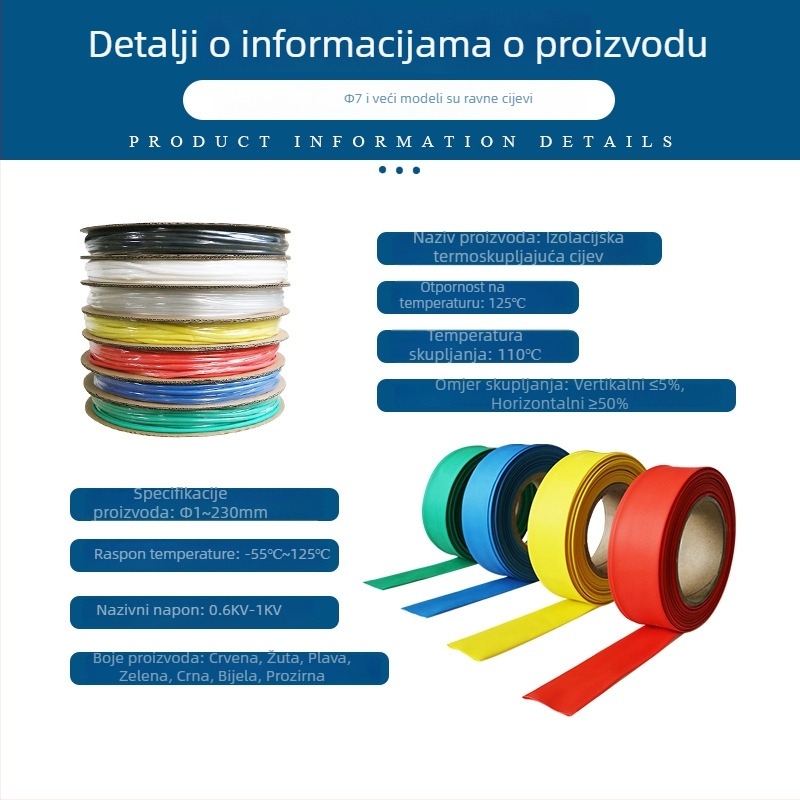 Crna cijev za toplinsko skupljanje s vatrootpornom izolacijom za električare, promjeri 8/16/20/30 mm, debeli zidovi, zaštita vodova