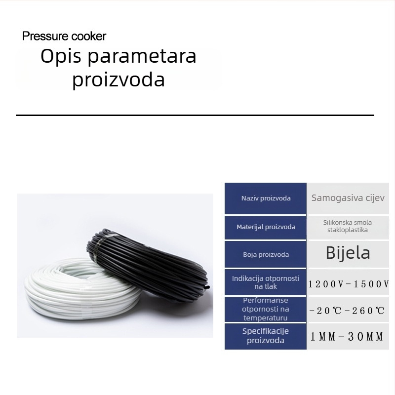 Crni omota od staklenih vlakana sa silikonskim ljepilom, otporan na visoke temperature, 1.5 kV