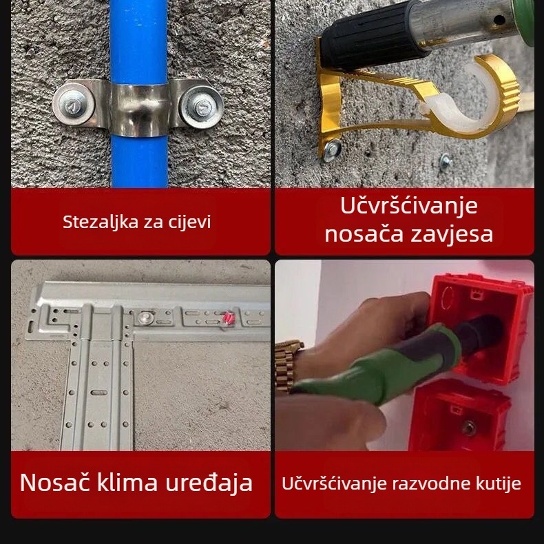 Mini pištolj za nokte za strop, tiho učvršćivanje i postavljanje kanala za elektroinstalacije i vodovod, višenamjenski alat.