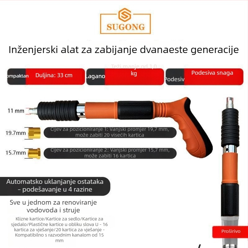 Mini pištolj za nokte za strop, tiho učvršćivanje i postavljanje kanala za elektroinstalacije i vodovod, višenamjenski alat.