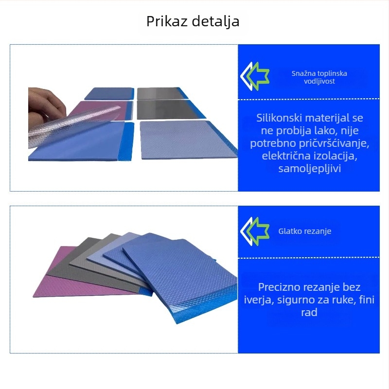 MY17 Visoko učinkovita silikon podloga za toplinsku vodljivost, vatrootporna i izolacijska, otporna na visoke temperature, silikon list za CPU i matičnu ploču, fleksibilna silikon podloga