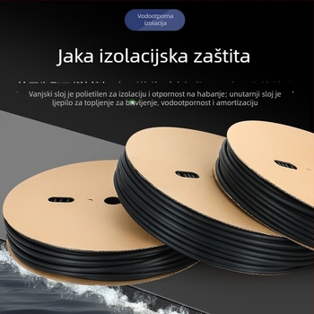 Dvostruko stijenasta toplinska cijev s ljepilom, crna, zaštita kabelskih vodova, vodootporna izolacija