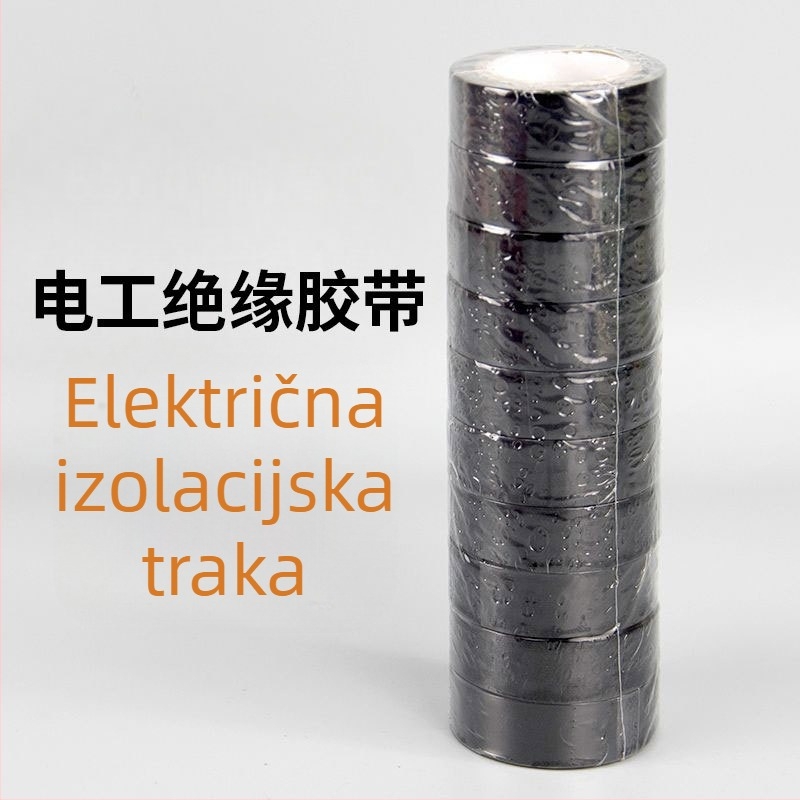 PVC električna izolacijska traka, crna, visoka adhezija, otporna na visoke temperature, vodootporna, veliki valjak, duljine 8/10/15 m