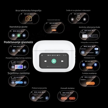 A9pro Bluetooth slušalice, pet generacije s ANC-om za smanjenje buke, duga baterija, višenamjenske s koloriranim zaslonom na dodir